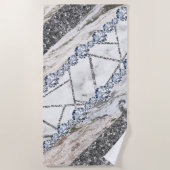 Serviette De Plage Marbre gris or blanc (Devant)