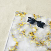 Serviette De Plage Marbre noir blanc or éclatant flocons texture (En situation)