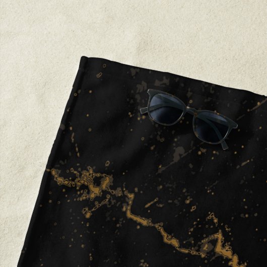 Serviette De Plage Marbre noir d'or (En situation)
