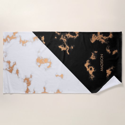 Serviette De Plage Marbre noir et blanc (Devant)