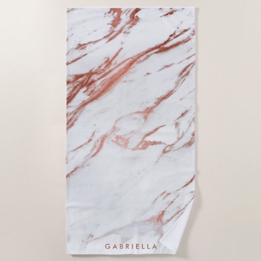 Serviette De Plage Marbre or rose (Devant)
