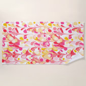 Serviette De Plage Marbre rétro Abstrait Motif rose jaune rouge (Devant)