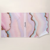 Serviette De Plage Marbre rose clair Agate Collection moderne (Devant)