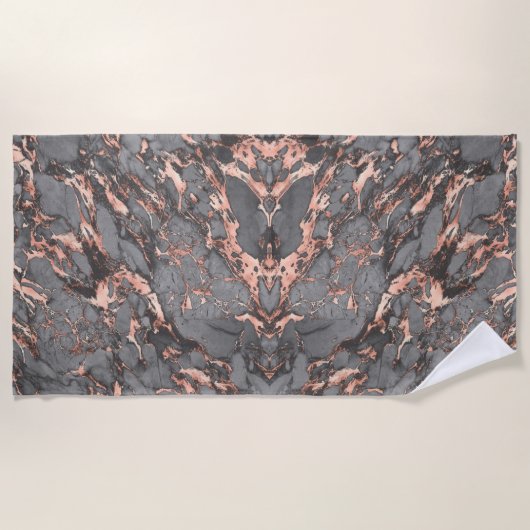 Serviette De Plage Marbre rose gris or design moderne (Devant)