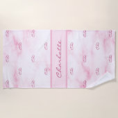 Serviette De Plage Marbre rose vierge monogramme initiales motif nom (Devant)