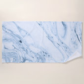 Serviette De Plage Marbre tourbillonne en blanc bleu-gris clair (Devant)