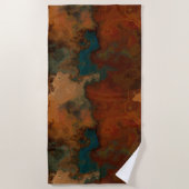 Serviette De Plage Marbre turquoise et rouille abstrait (Devant)