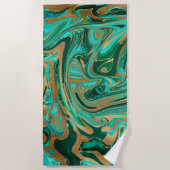 Serviette De Plage Marbre vert et or liquide (Devant)