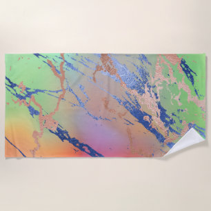 Serviette De Plage Marbre vif   Aquarelle couleur gras pastel