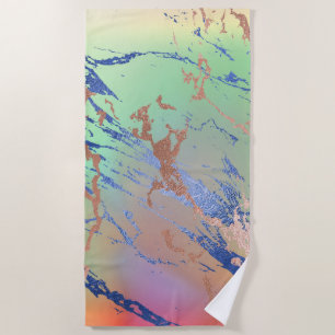 Serviette De Plage Marbre vif   Aquarelle couleur gras pastel