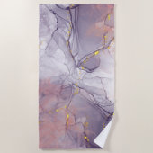 Serviette De Plage Marbre violet et or (Devant)