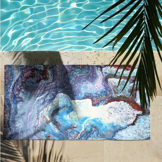 Serviette De Plage Marbrure Bleue