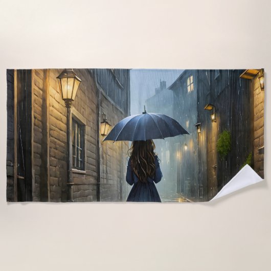 Serviette De Plage Marcher sous la pluie (Devant)