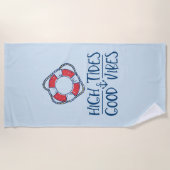 Serviette De Plage Marées Hautes Bonnes Vibrations (Devant)