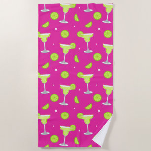 Serviette De Plage Margarita Cocktail Rose Vert Été Amusement