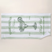 Serviette De Plage Margaritas et Mariage à rayures Bachelorette (Devant)