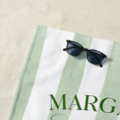 Serviette De Plage Margaritas et Mariage à rayures Bachelorette (En situation)
