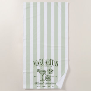 Serviette De Plage Margaritas modernes rétro et Bach strié de mariage