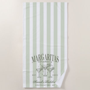 Serviette De Plage Margaritas modernes rétro et Bach strié de mariage