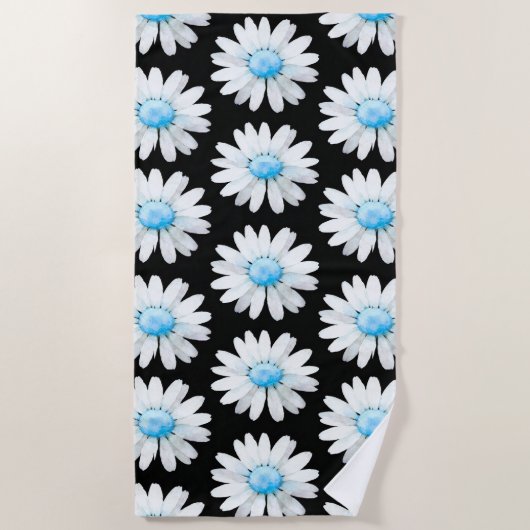 Serviette De Plage Marguerites à points bleus (Devant)