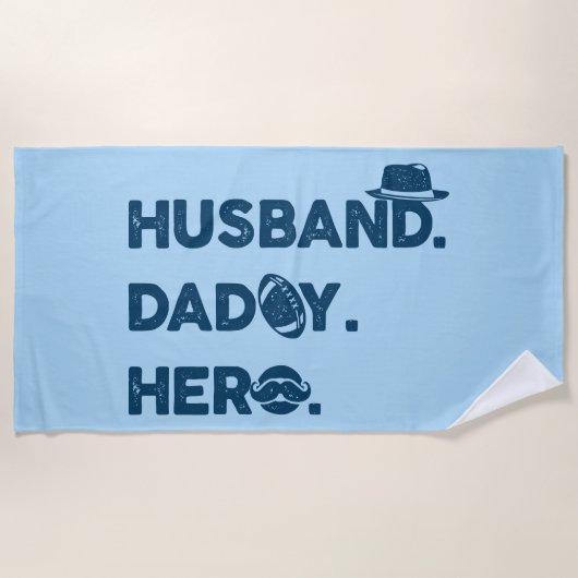 Serviette De Plage Mari. Papa. Héros. Graphisme rétro (Devant)