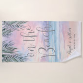 Serviette De Plage Mariage à la plage à l'aquarelle (Devant)