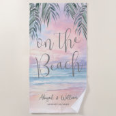 Serviette De Plage Mariage à la plage à l'aquarelle (Devant)