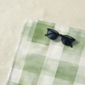 Serviette De Plage Mariage champêtre de plaid vert (En situation)