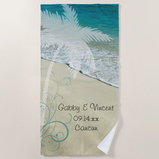 Serviette De Plage Mariage de plage tropicale (Devant)