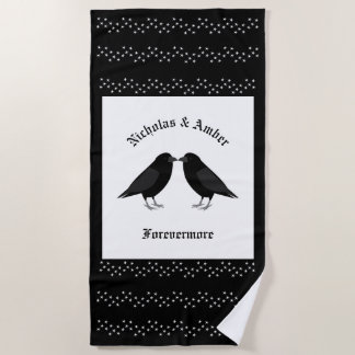 Serviette De Plage Mariage gothique Baiser Ravens Personnalisé