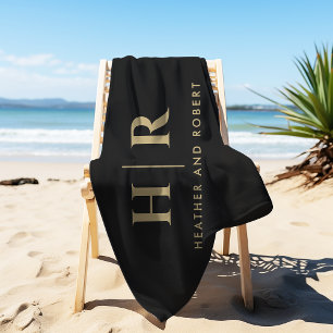 Serviette De Plage Mariage Monogramme moderne mariée et chambre perso