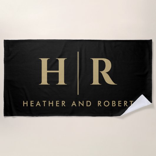 Serviette De Plage Mariage Monogramme moderne mariée et chambre perso (Devant)