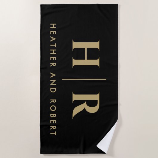 Serviette De Plage Mariage Monogramme moderne mariée et chambre perso (Devant)