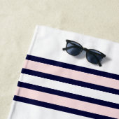 Serviette De Plage Mariage nautique Ancre florale  rose marine (En situation)