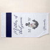 Serviette De Plage Mariage nautique Floral Ancre Marine Mère de (Devant)
