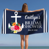 Serviette De Plage Mariage personnalisé avec ancre florale Shower Pla