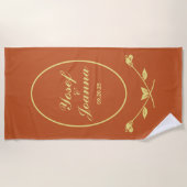 Serviette De Plage Mariage Rose en terre cuite (Devant)