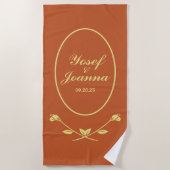 Serviette De Plage Mariage Rose en terre cuite (Devant)