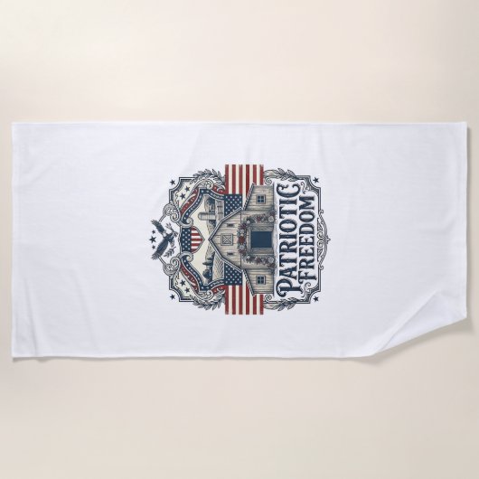 Serviette De Plage Mariage rustique patriotique dans une grange (Devant)