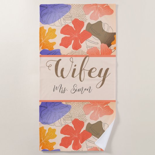 Serviette De Plage Mariage sur mesure Tropical Hawaiian (Devant)