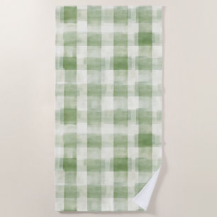 Serviette De Plage Mariage Vert Crème Carreaux de Chaussée