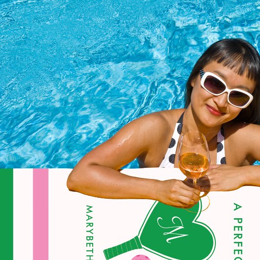 Serviette De Plage Mariage Vert et Rose Prépa Pickleball