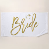 Serviette de plage Mariée avec Bague Faux Or (Devant)