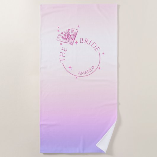 Serviette De Plage Mariée de Fête de Bachelorette de Diamant de Rose  (Devant)