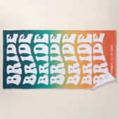 Serviette De Plage Mariée Dégradé Pastel Rétro Personnalisé (Devant)