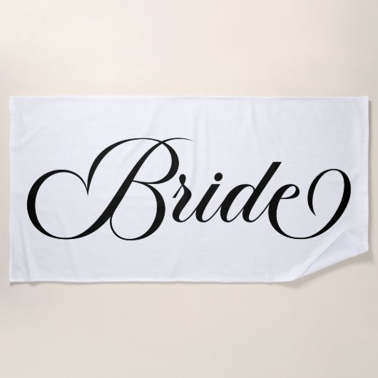 Serviette De Plage Mariée élégante en lettres noires (Devant)