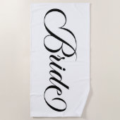 Serviette De Plage Mariée élégante en lettres noires (Devant)