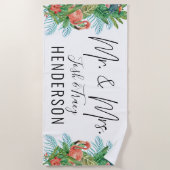 Serviette De Plage Mariée et Groom, M. et Mme Tropical Custom (Devant)