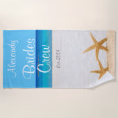 Serviette De Plage Mariée EVJF Étoile de mer dans le sable Mariage (Devant)