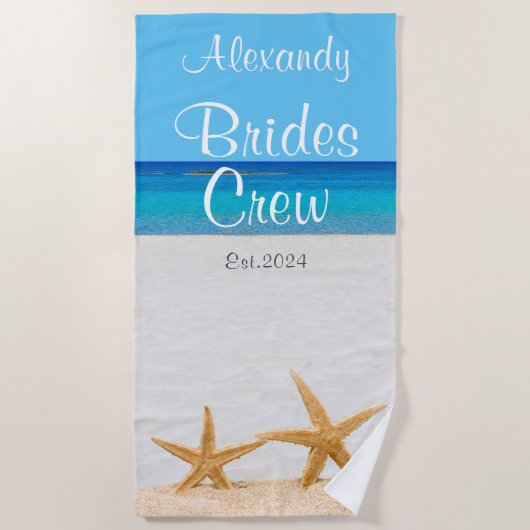 Serviette De Plage Mariée EVJF Étoile de mer dans le sable Mariage (Devant)